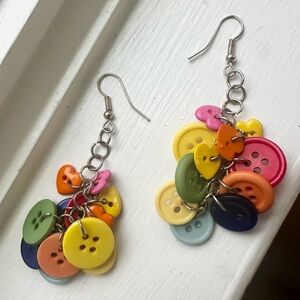 Button Dangle Earrings
